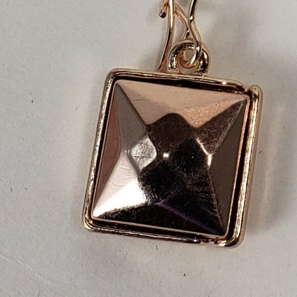 Sophia & Kate Women's Polished Rose Gold tone Square Kidney Wire Drop Earrings - Picture 4 of 6